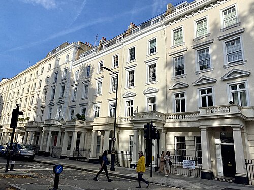 White stucco terraces along St George's Square, Pimlico
