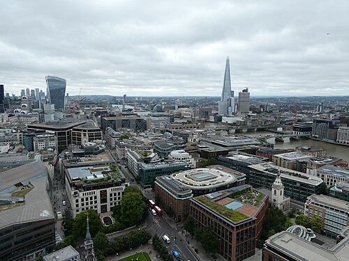 The City from the dome of St Paul's: the Shard across the river and the towers of the Square Mile