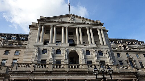 The blank stone wall of the Bank of England on Threadneedle Street, Soane's curtain wall