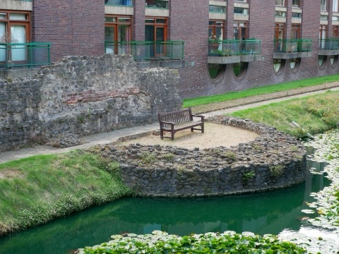 The Roman wall beside the Barbican lake