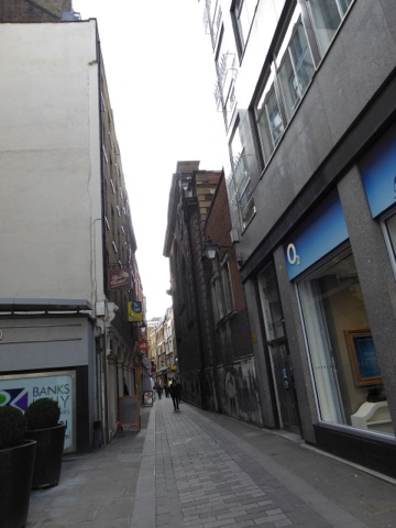 Bow Lane, a narrow City alley between shopfronts