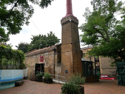 The Brunel Museum's brick engine house and chimney at Rotherhithe