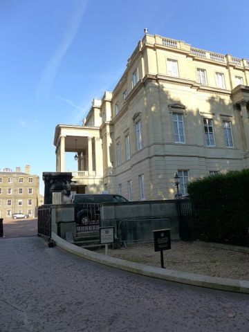 Clarence House's cream stucco front, near Green Park