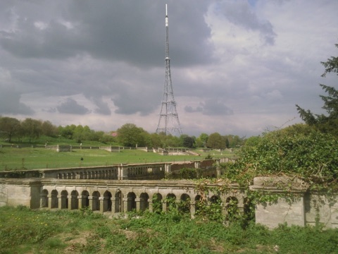 The Crystal Palace terraces, the transmitter behind