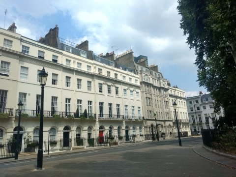 The stucco terrace of Fitzroy Square