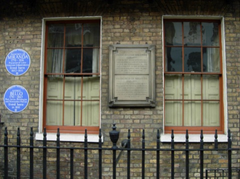 Francisco de Miranda and Andrés Bello's house in London