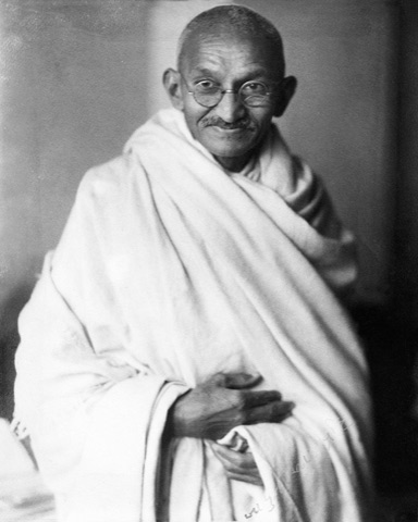 Portrait of Gandhi at Kingsley Hall