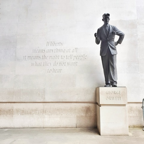 Statue of George Orwell at BBC Broadcasting House