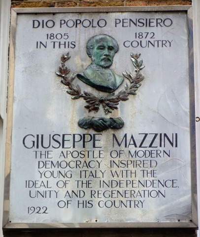 The plaque to Giuseppe Mazzini