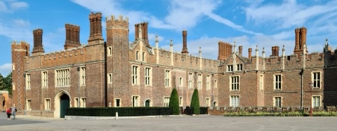 A photograph of Hampton Court Palace.