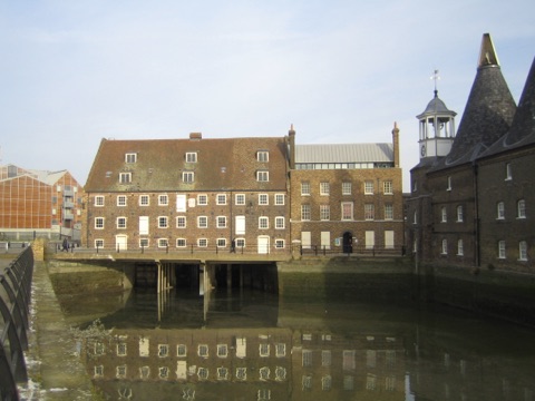 House Mill and the Miller's House at Three Mills (Bow Creek) at low tide