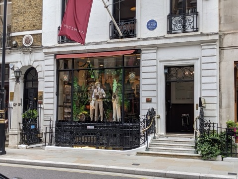 The shopfront of H. Huntsman & Sons at 11 Savile Row