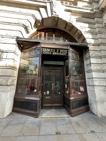 The shopfront of James J. Fox, cigar merchants, on St James's Street
