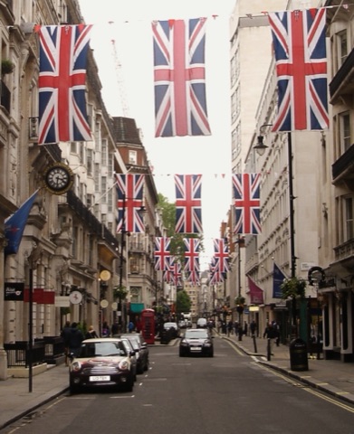 Jermyn Street bedecked with Union Flags for The Queen's Diamond Jubilee