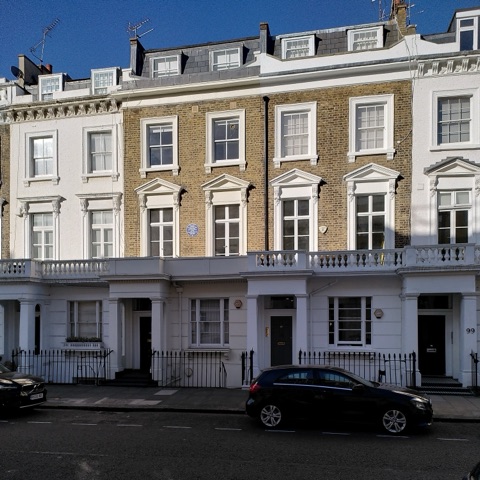 95 Cambridge Street, Pimlico, with the plaque to Jomo Kenyatta