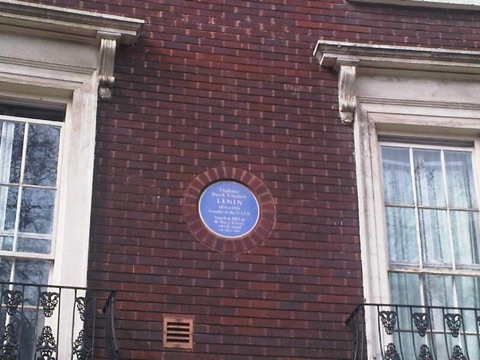 The plaque to Lenin at Percy Circus