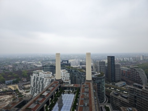 The view from Lift 109 over Battersea Power Station