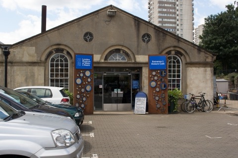 The entrance and car park of the London Museum of Water & Steam
