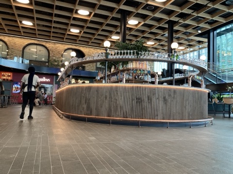 The bar inside Market Halls Cargo