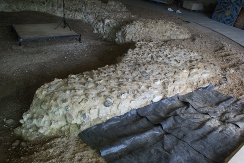 The foundations of Merton Priory's chapter house