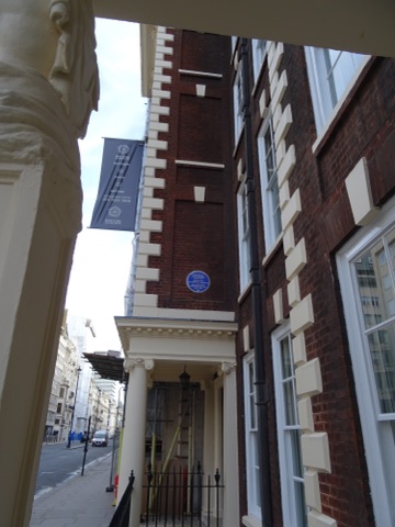 Schomberg House on Pall Mall, with the plaque to Ottobah Cugoano