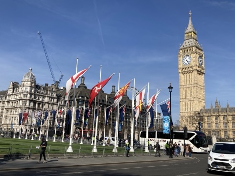 Parliament Square with Commonwealth flags