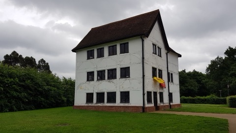 The white timber-framed Tudor hunting lodge at Chingford