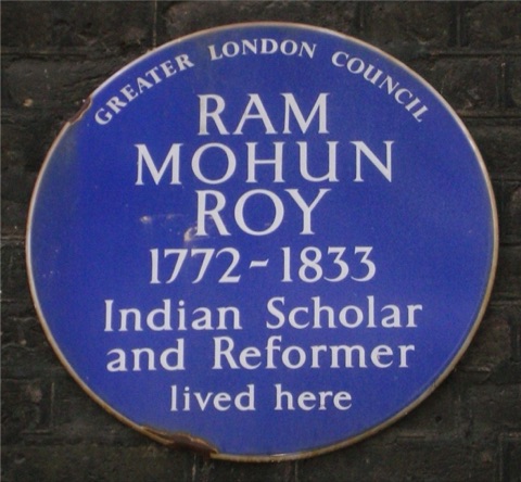 The plaque to Raja Ram Mohan Roy