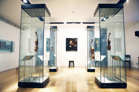 Full view of string gallery in the Royal Academy of Music Museum
