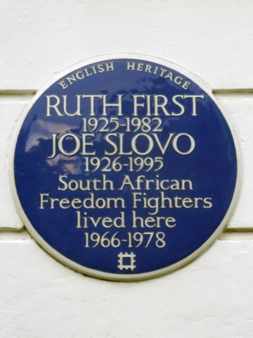 The plaque to Ruth First and Joe Slovo