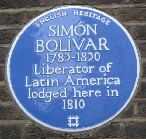 The plaque to Simón Bolívar
