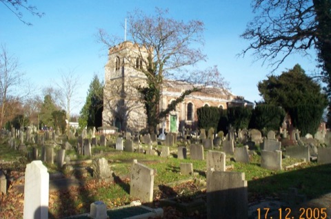 St Lawrence's parish church, Little Stanmore, Middlesex, seen from the south