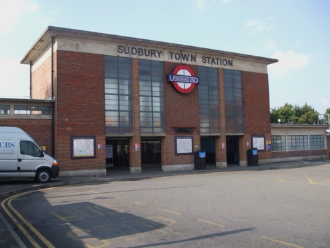 Sudbury Town tube station main entrance on eastbound side