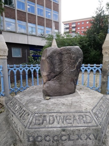 A photograph of The Coronation Stone.