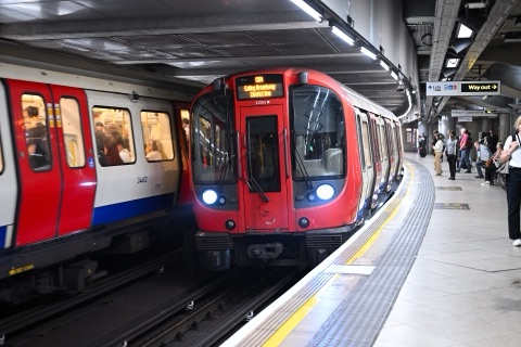 A District Line train at Westminster station